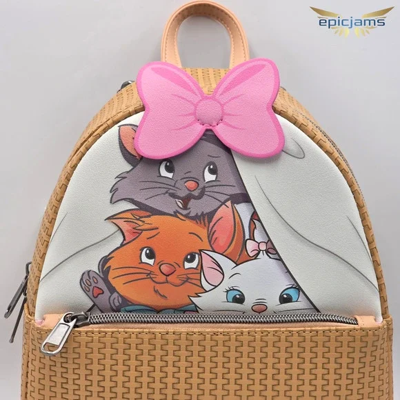 NEW‎ Loungefly Disney The Aristocats Kittens & Marie Basket Bow Mini Backpack Loungefly Disney The Aristocats Marie Kitten Basket Bow  main image 4